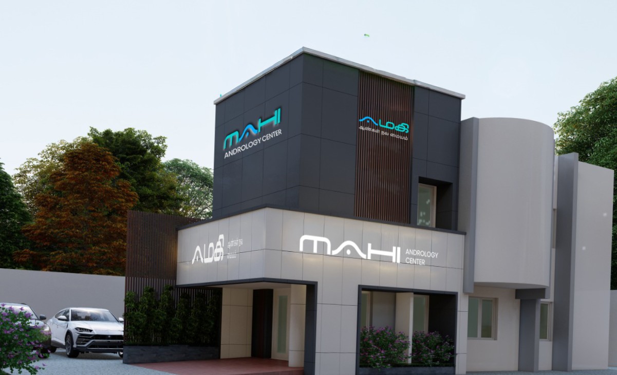 Modern MAHI Andrology Center building providing men's health and male infertility treatment services